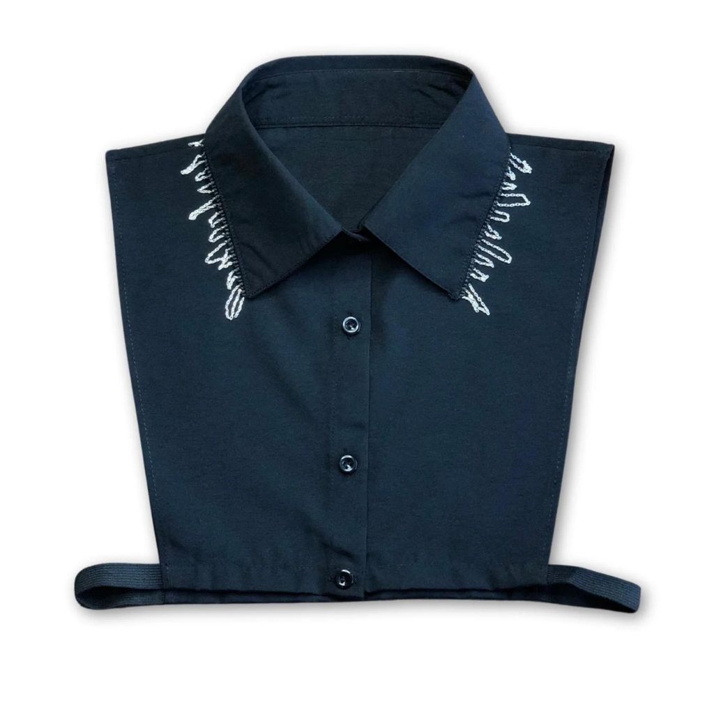 Mirach Textile Damen Blusenkragen abnehmbar Schwarz mit Kettendetail, S/M