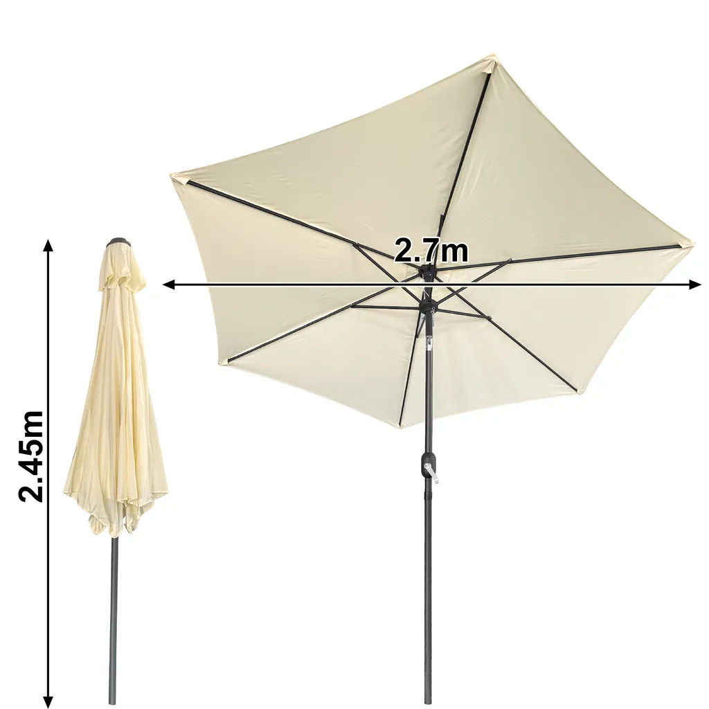 Vivi l'Estate con l'Ombrellone TolleTour 2,7m Beige | Girevole 360° - 2