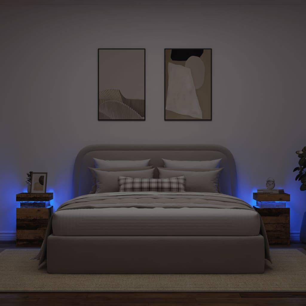 vidaXL Szafki nocne LED 2 szt. Wygląd drewna z odzysku Zdjęcie produktu 