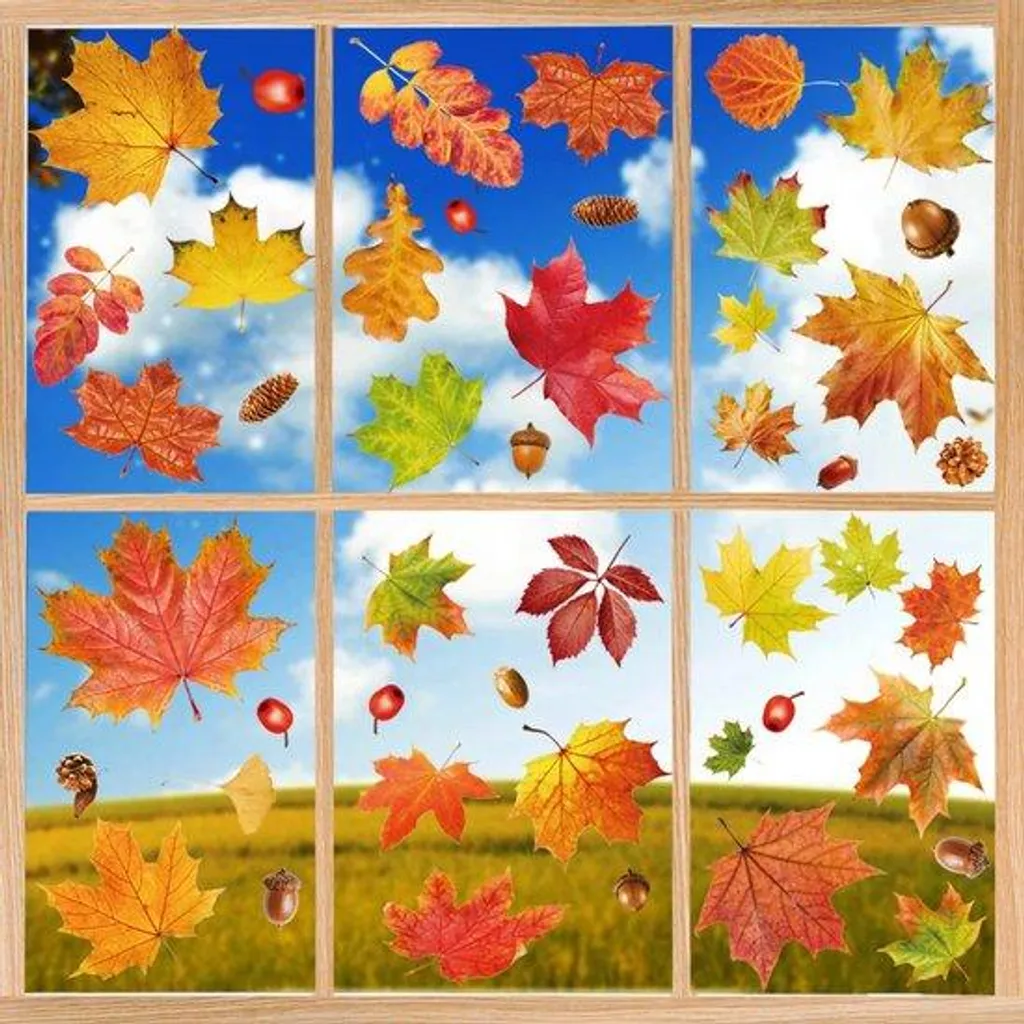 Décoration automne chambre enfant : lot de stickers feuilles d'érable
