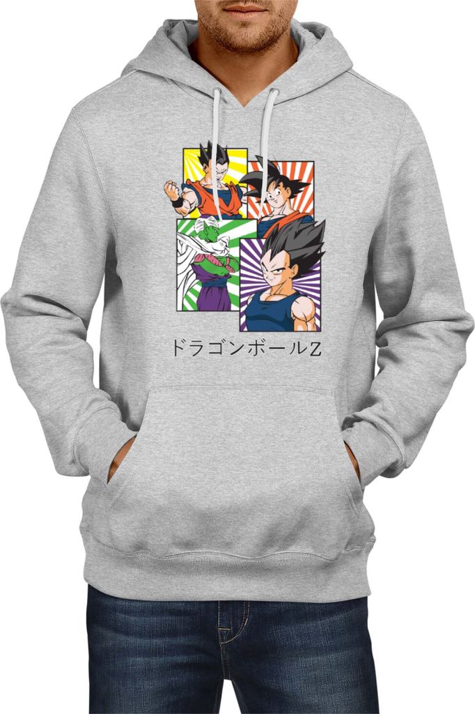 Herren Kapuzenpullover Dragon Anime Manga Ball Z Goku 41, Man M / Grau