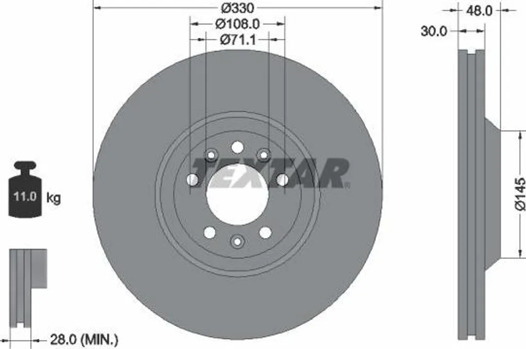 Disque de frein haute performance TEXTAR 92129503 compatible Peugeot et Citroën