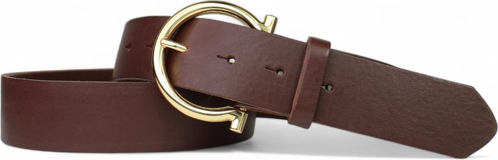FRONHOFER Best&Timeless hochwertiger Damengürtel 4 cm, goldene Schnalle Hufeisenform, vegetabiles Naturleder
