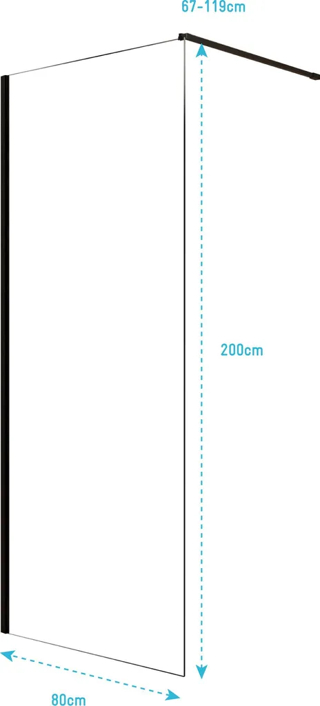 Paroi de douche 80 cm verre anticalcaire contre les traces de calcaire
