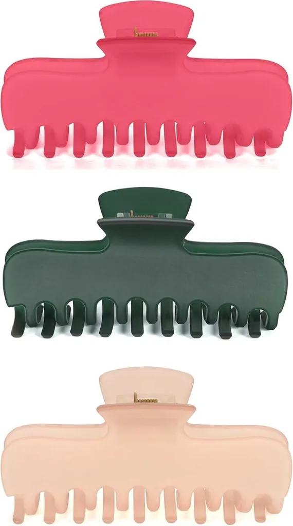 Fermagli per capelli da donna opachi antiscivolo 3 pezzi rosso rosa verde scuro rosa chiaro