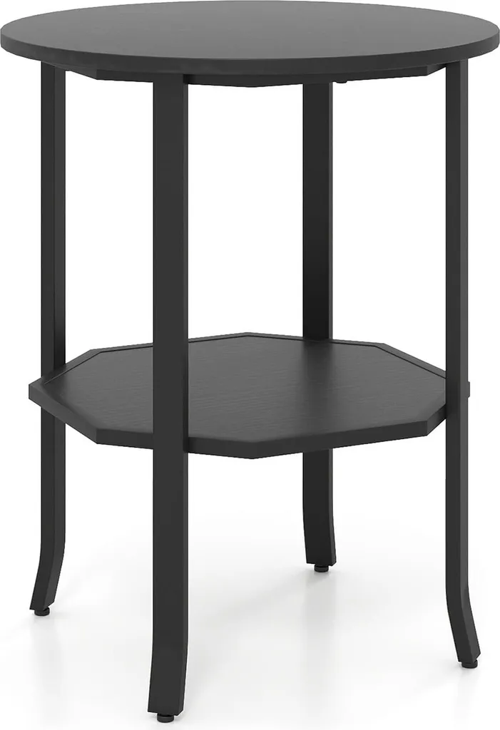 Table d'appoint ronde gain de place métal noir pour petits appartements