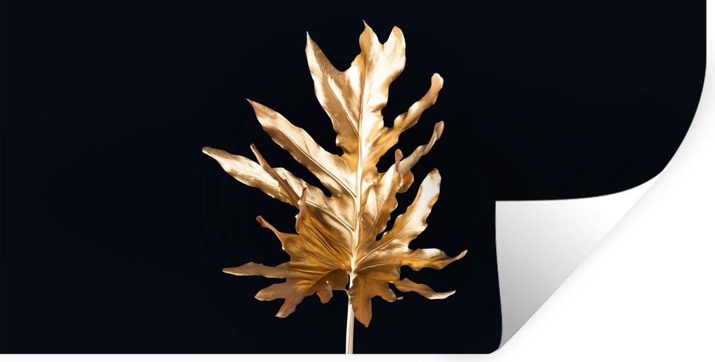 MuchoWow Wandtattoo Wandsticker Wandaufkleber Blätter - Gold - Herbst - Natur - Luxus 160x80 cm Selbstklebend und Repositionierbar - Sticker - D...