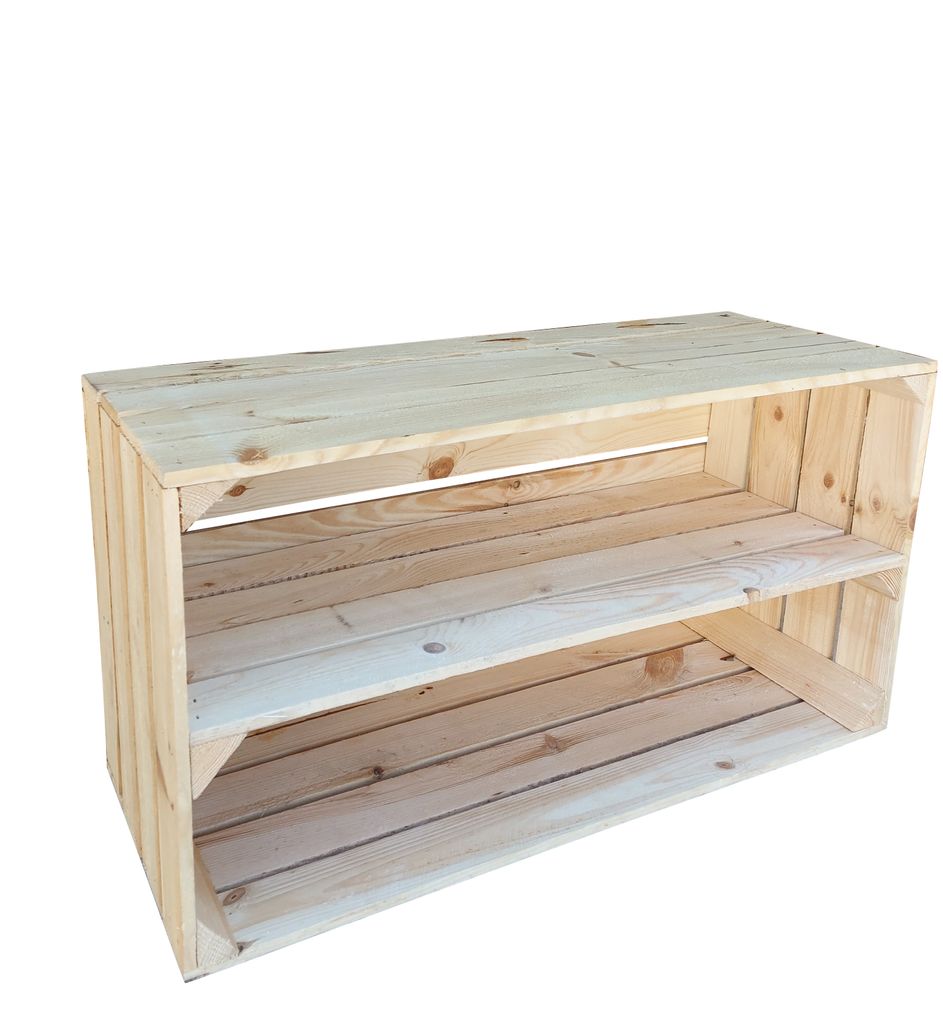 Weinkiste mit Einlegeboden 75x40x30 cm - Holzkiste Schuhregal Lagerregal - Natur Massivholz