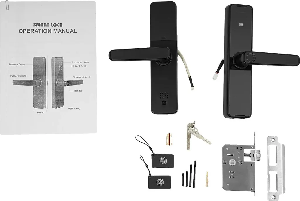 Serrure de porte intelligente Wi-Fi avec empreinte digitale - Noire S2