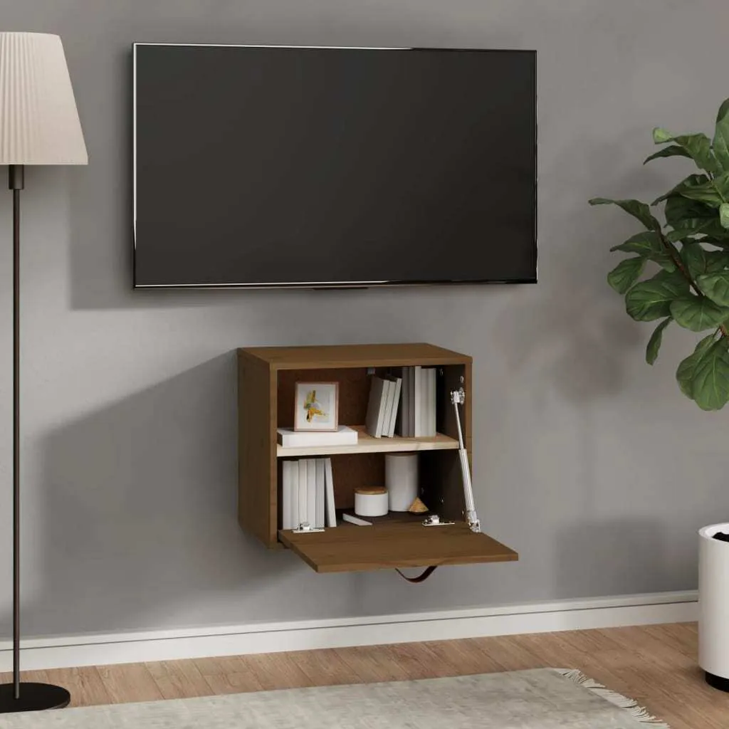 The Living Store Armadio a muro marrone miele 40x30x35 cm in legno di pino massiccio