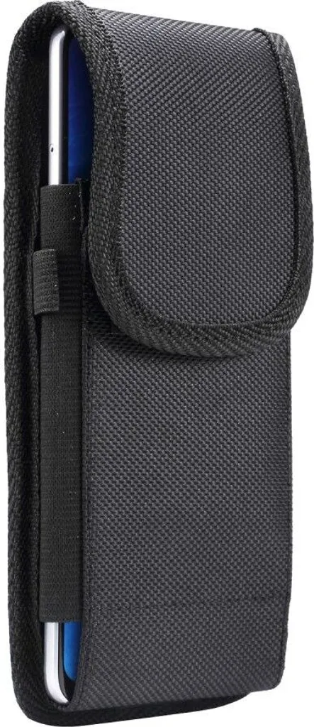 Fondina per Smartphone Blu G71L - DFV mobile Nylon e Pelle Nera - 3