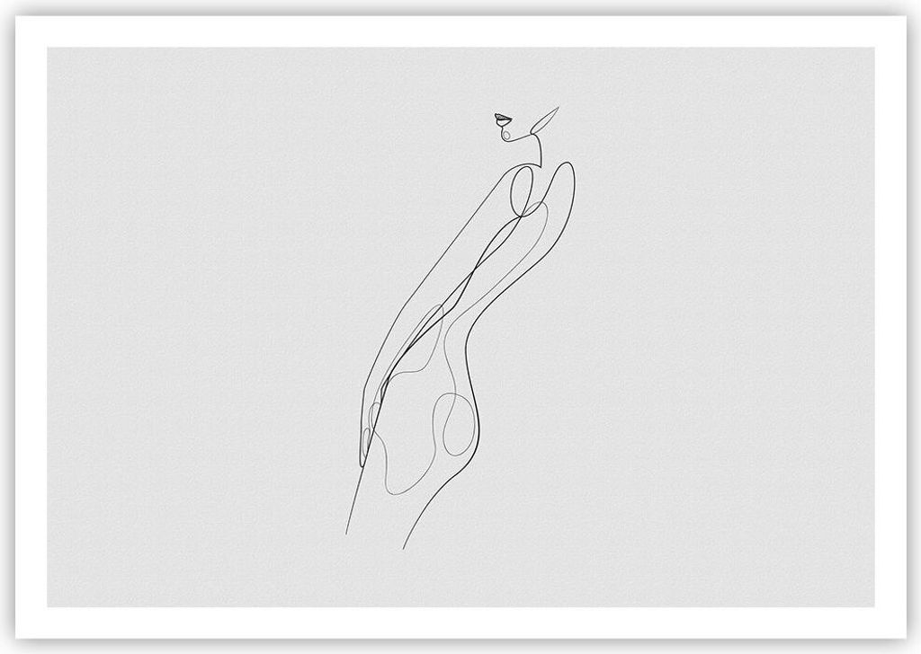 Poster - Poster ohne Rahmen - Kontur Frau Minimalismus - 100x70 cm - Wand Bild - Wanddeko - Wandbilder - Kunstposter - Wandposter - Bilder - Kunstd...