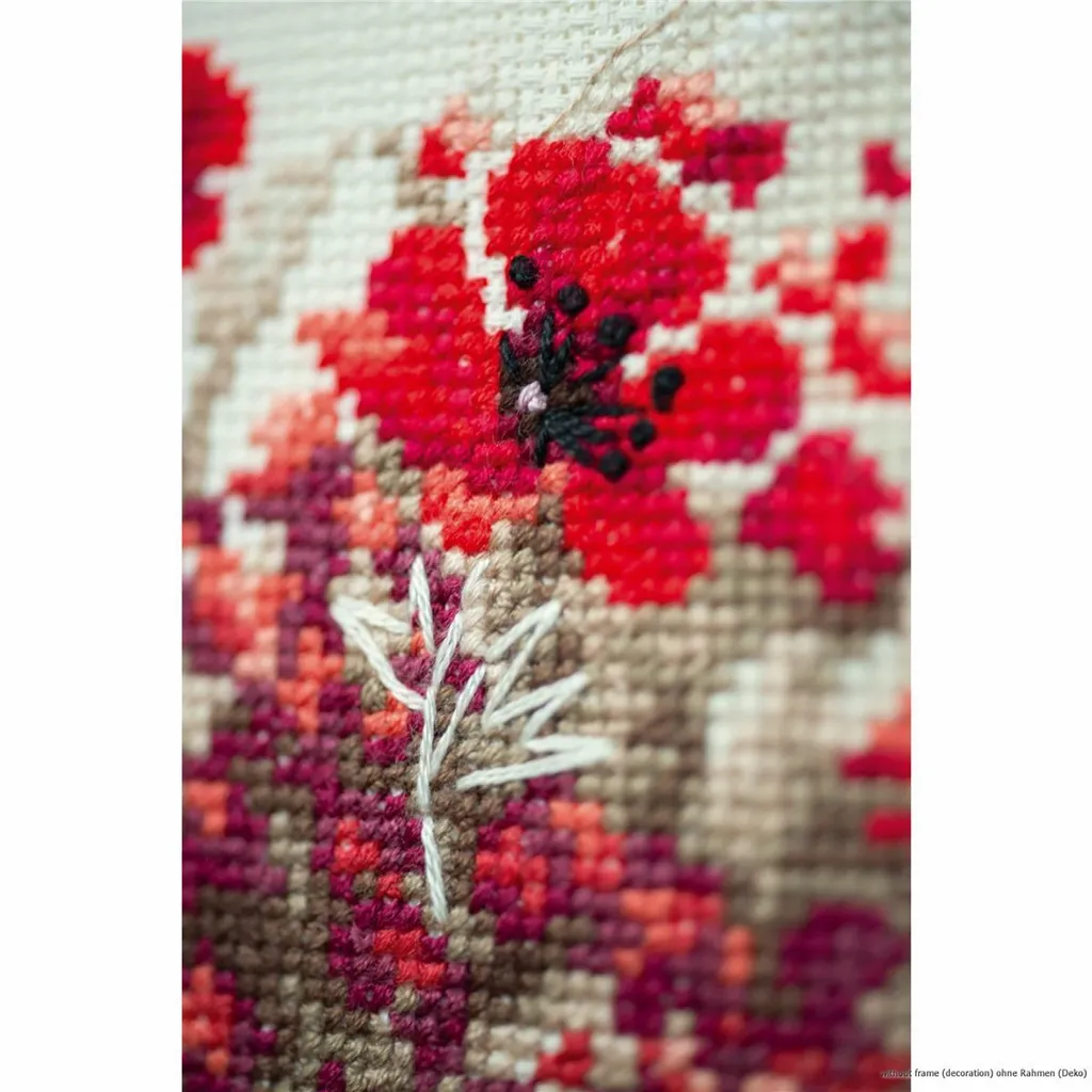 Décoration murale DIY Broderie point de croix compté Jeune fille Fleurs - 2