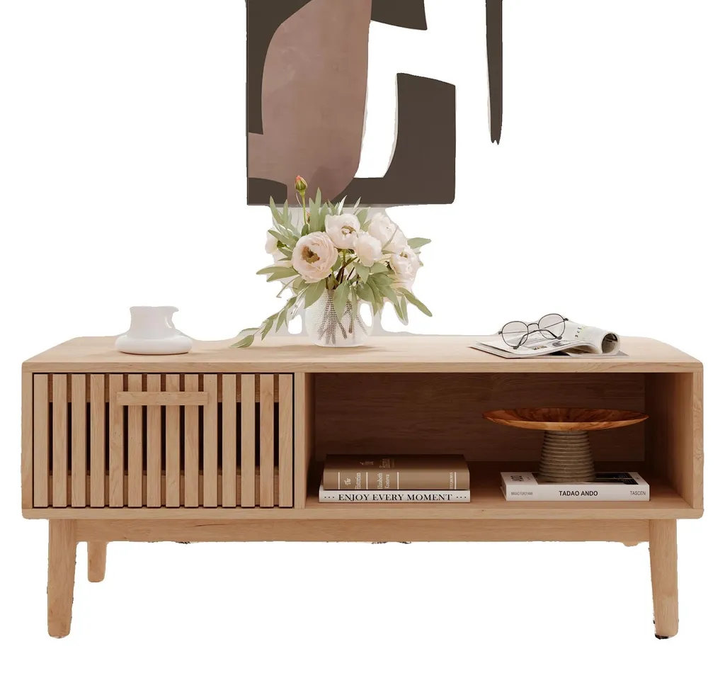 Ensemble meuble à chaussures et table basse en bois pour entrée moderne