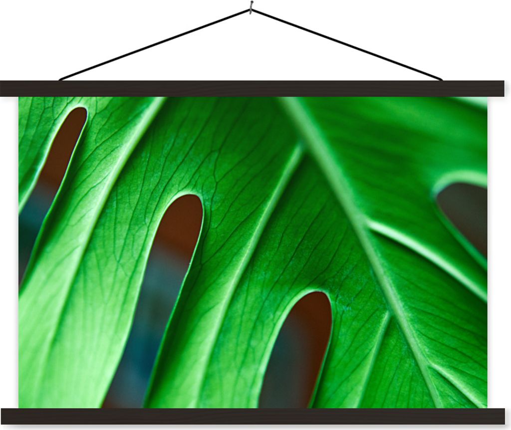 MuchoWow Textilposter Lebendige botanische Blätter 90x60 cm mit schwarzem Rahmen - Aufhängungssatz