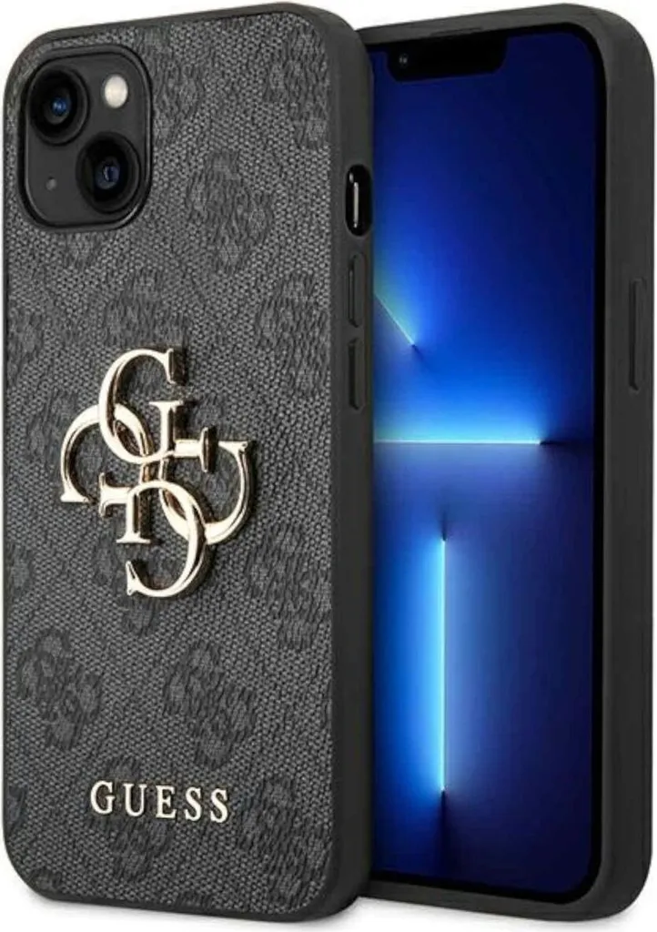 Guess Guhcp14S4Gmggr Case iPhone 13 14 15 - Grigia Logo Metallo