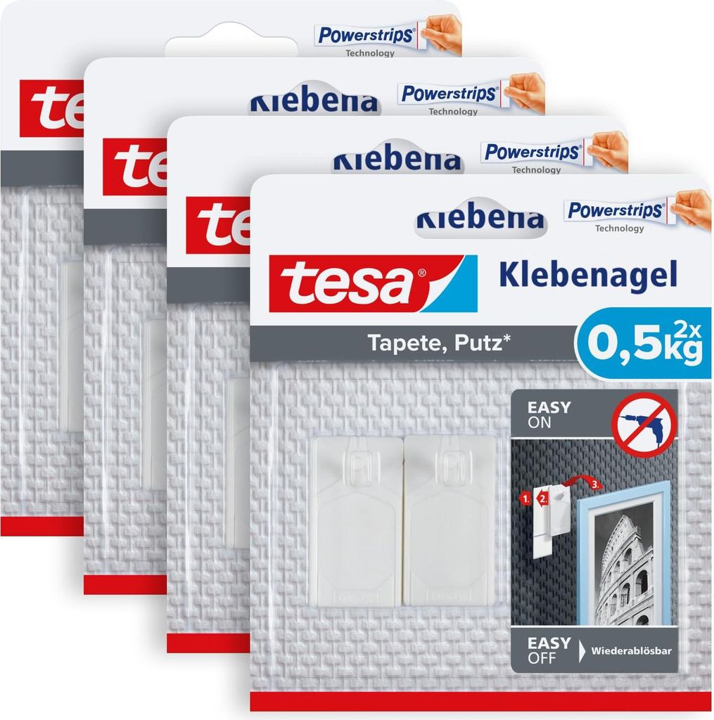 tesa Klebenagel für Tapeten und Putz 0,5kg im 4er Pack - Produktbild 