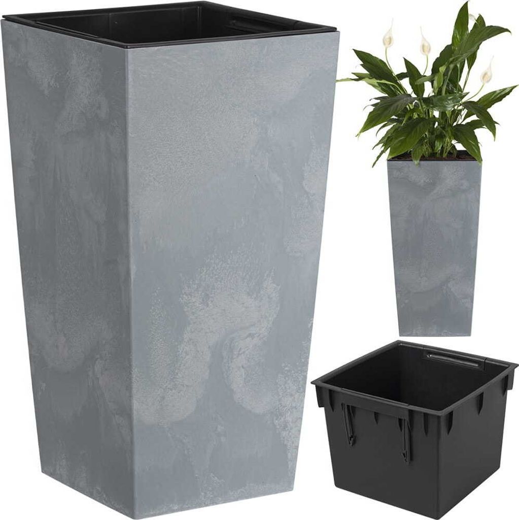 Květináč  URBI SQUARE BETON EFFECT s vkladem 24 cm - barva: Image du produit 