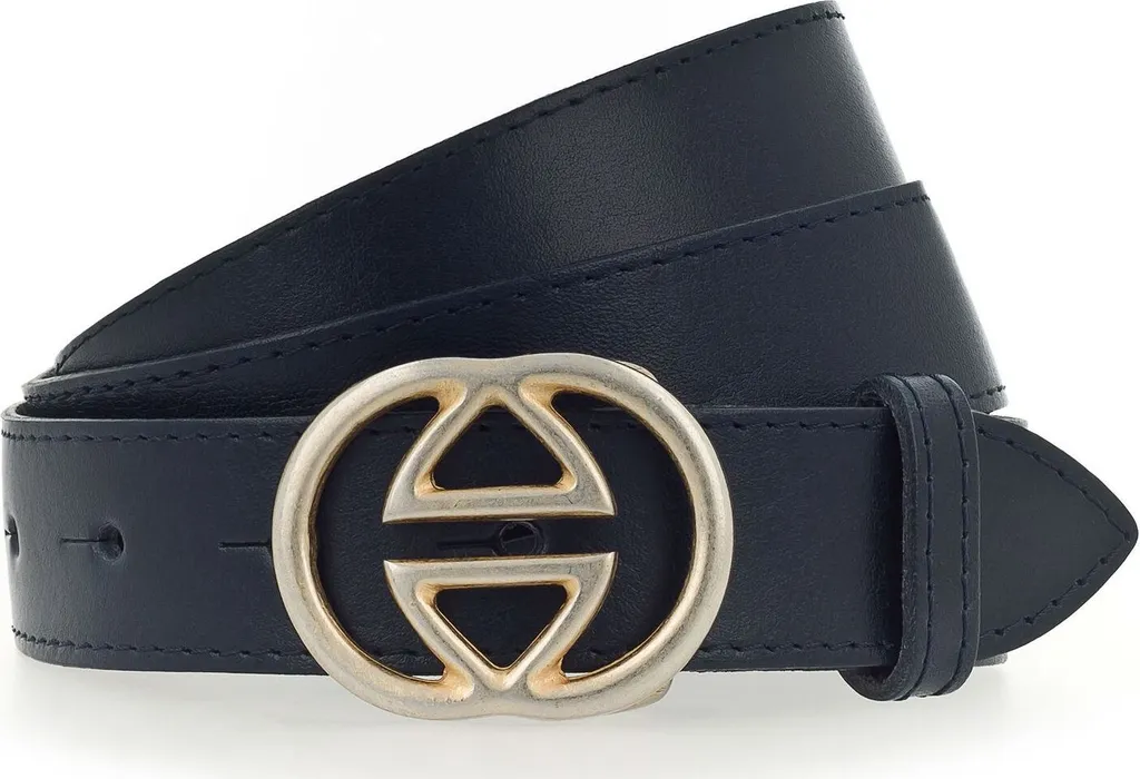 Cintura Vanzetti Blu Navy W90 | Pelle di Pregio Marine Buckle Belt