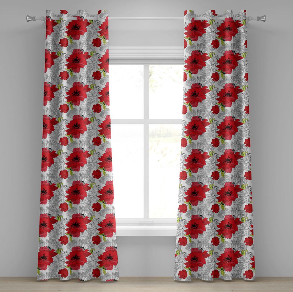 ABAKUHAUS Blume Ösenvorhang, Bouquet von Frühlingsblüten in leuchtenden Farben mit Vintage-Inspirationen, Dekorative 2-Panel-Fenstervorhänge, 2...