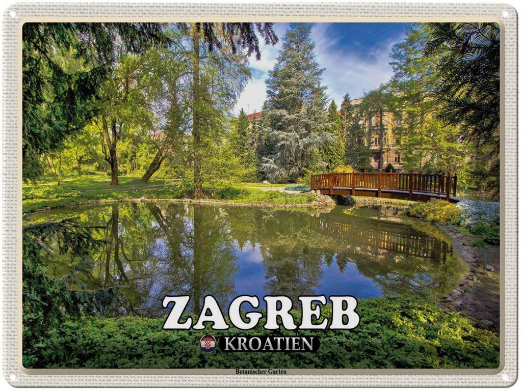 vianmo Blechschild 30x40 cm Zagreb Kroatien Botanischer Garten Bildmotiv Reisemotiv Abenteuer Reisen