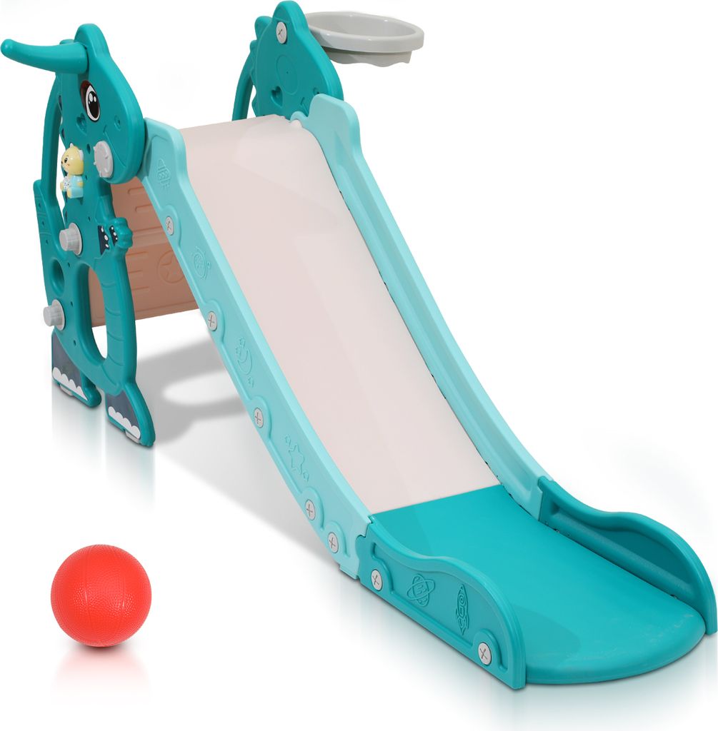 Clanmacy Kinderrutsche Wurfring Rutsche Outdoor Gartenrutsche 4 in 1 Wellenrutsche Slide