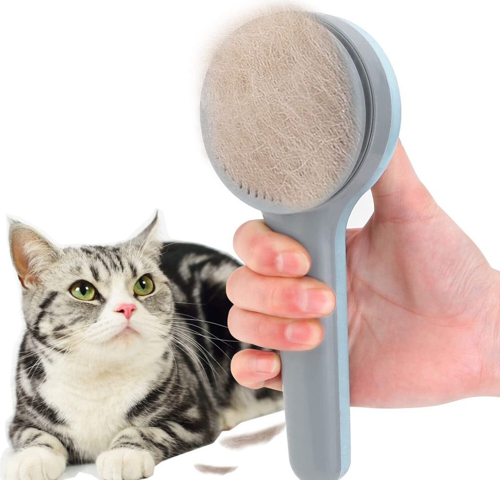 Hundebürste, Katzenbürste Selbstreinigende Slicker-Bürste Pets Brush Haustier Bürsten mit Großer Knopf für Katzen Hunde Massage Reinigung-Ein...