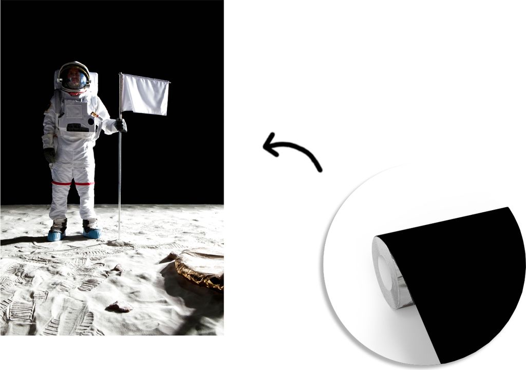 MuchoWow Fototapete für Wohnzimmer oder Schlafzimmer Wandtapete Vinyl Motivtapete Mond - Weltraum - Astronaut - 150x220 cm - Wandbilder