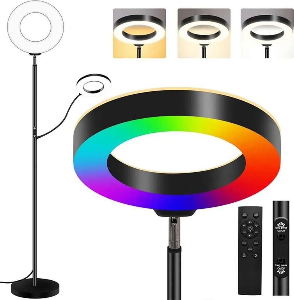 Lampada da Terra Nera con Telecomando RGB - Sicura e Dimmerabile 36W