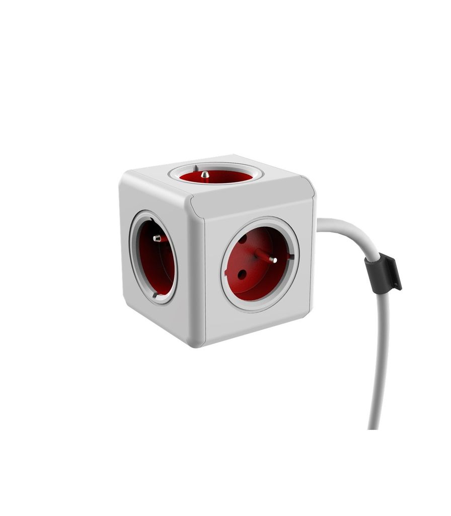 ALLOCACOC Allocacoc PowerCube Stromverlängerung 1,5 m 5 Steckdose(n) Innen Rot, Weiß