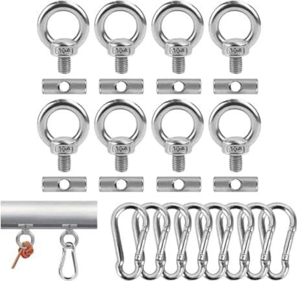8 Stück Vorzelt Stopper Edelstahl Stopper für Kederschiene Kederleiste Haken 6 mm Edelstahl Markisenhaken Kederstopper mit Karabiner Kederschiene...