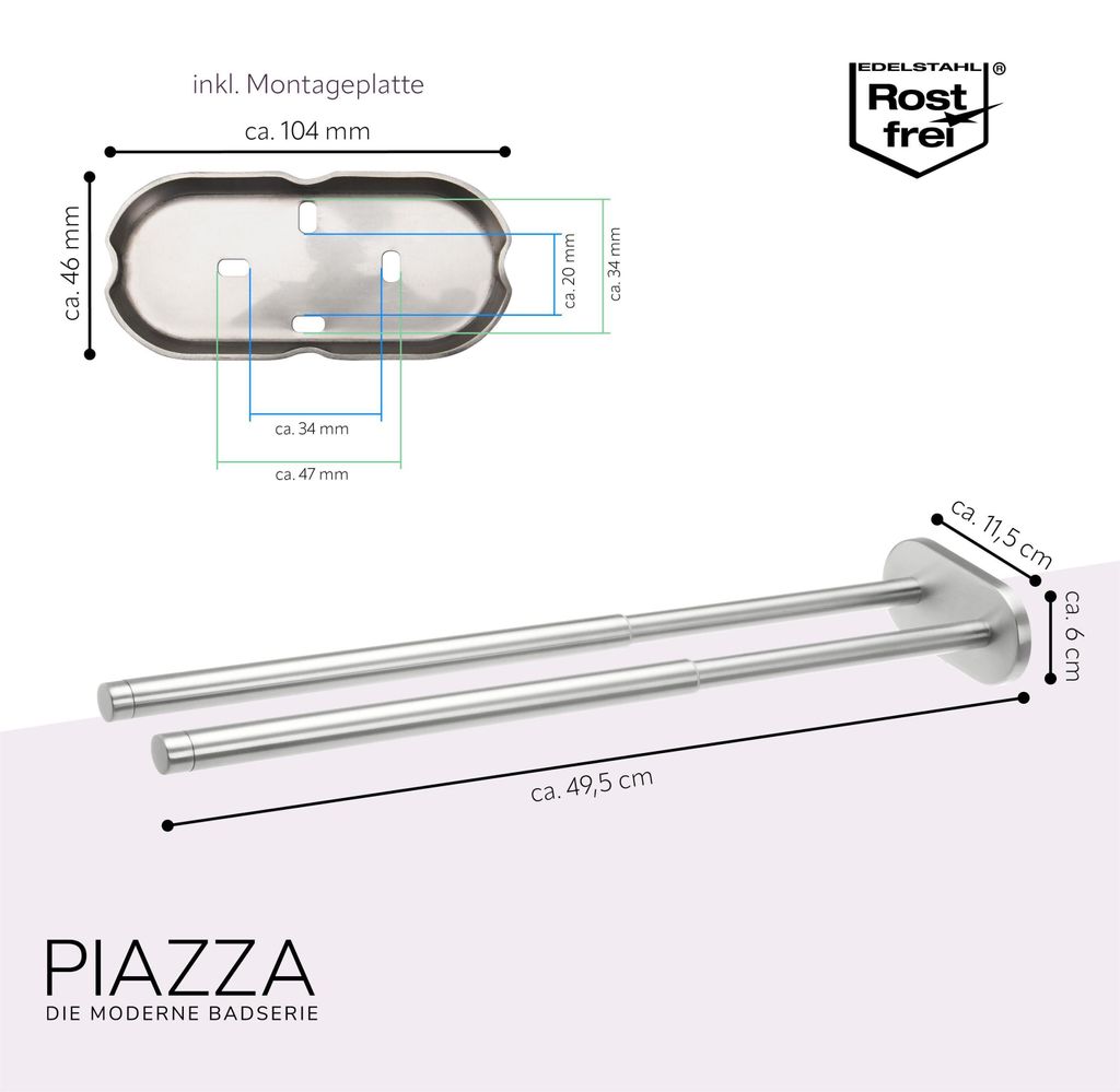 bremermann Bad-Serie PIAZZA - Teleskop-Handtuchhalter, Produktbild 