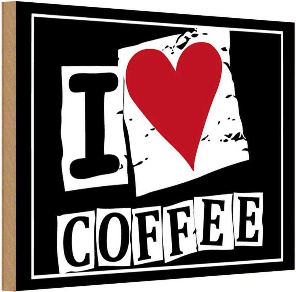 vianmo Holzschild 12x18 cm Kaffee I love Coffee Herz Essen Trinken