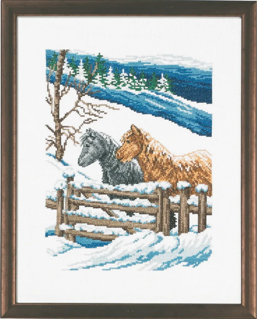 Kit broderie point de croix Hiver Permin 92-5410 motif à compter 29x37cm