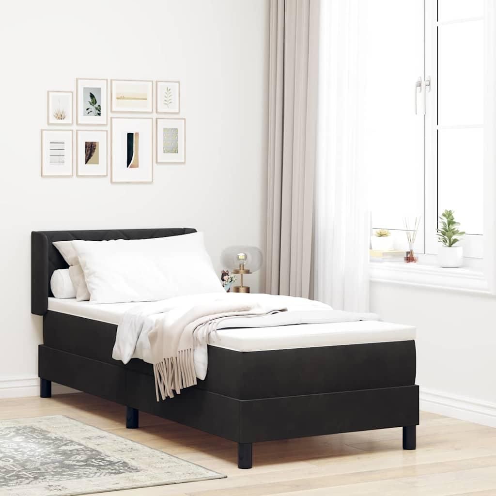 Schlichtes Bettrahmen inkl. Lattenrost - Boxspringbett mit Matratze Schwarz 100x200 cm Velvet Schwarz - Klassische Betten DE7989782 5parcel