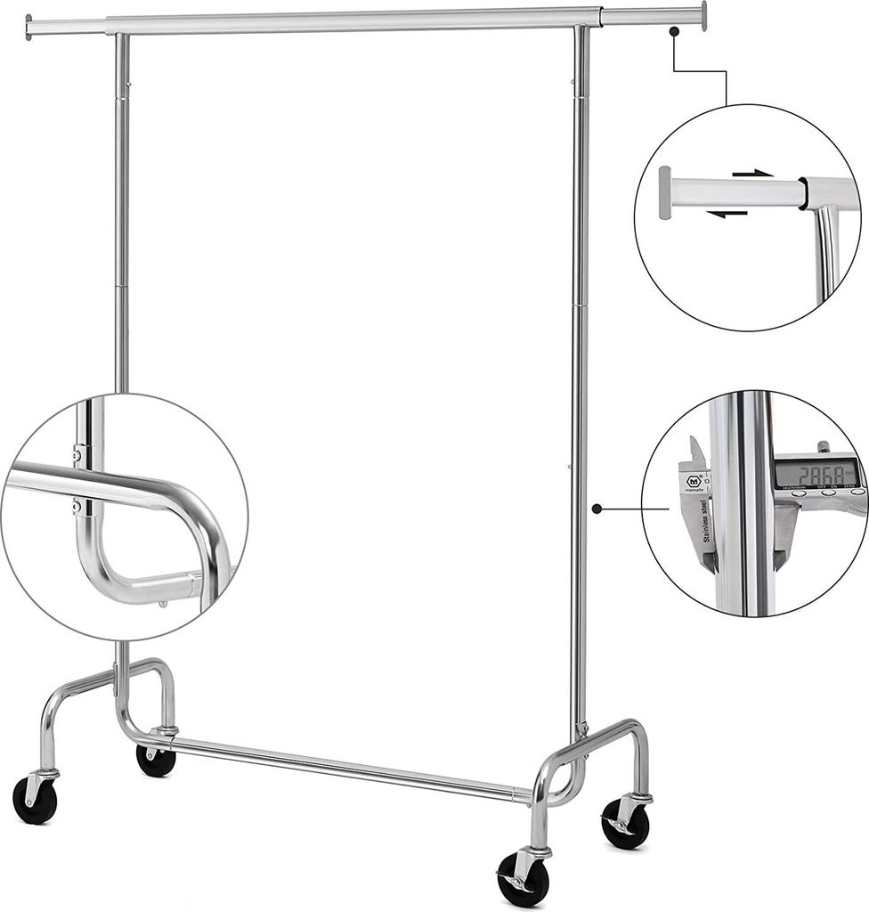 Chromowany wieszak na ubrania mobilna garderoba 150 cm Zdjęcie produktu 25
