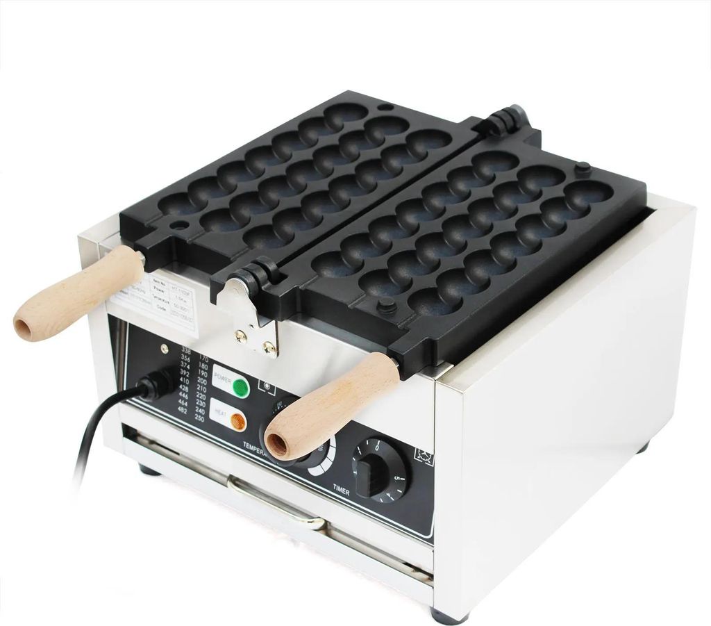 Bubble-Waffeleisen - Gewerblich elektrisch - 1500 W - Antihaft - 180° drehbar - Temperatur 50–300°C - 220 V - Schwarz/Silber