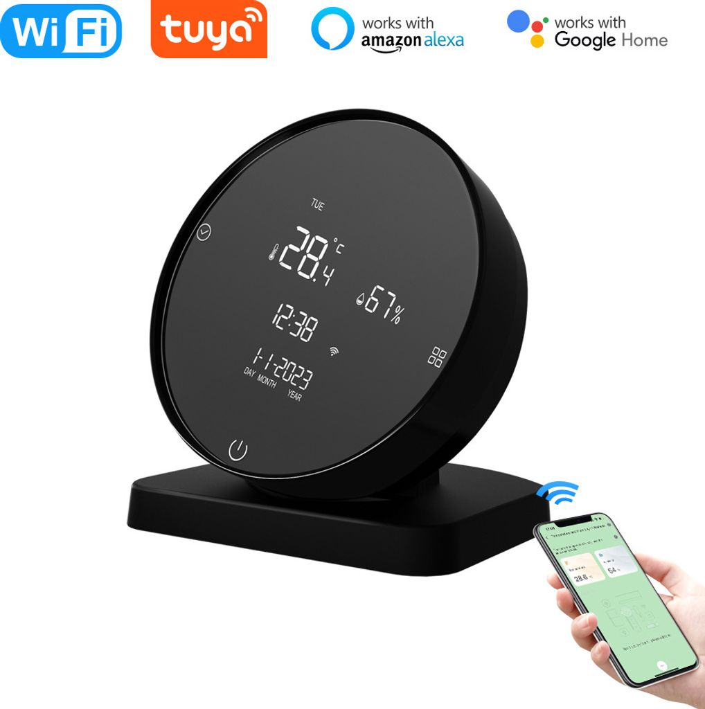 Tuya WIFI USB wiederaufladbarer Temperatur- und Feuchtigkeitsdetektor, Haushalt, Buero, Babyzimmer, Hygrothermograph, LCD-Display, IR-Fernbedienung...