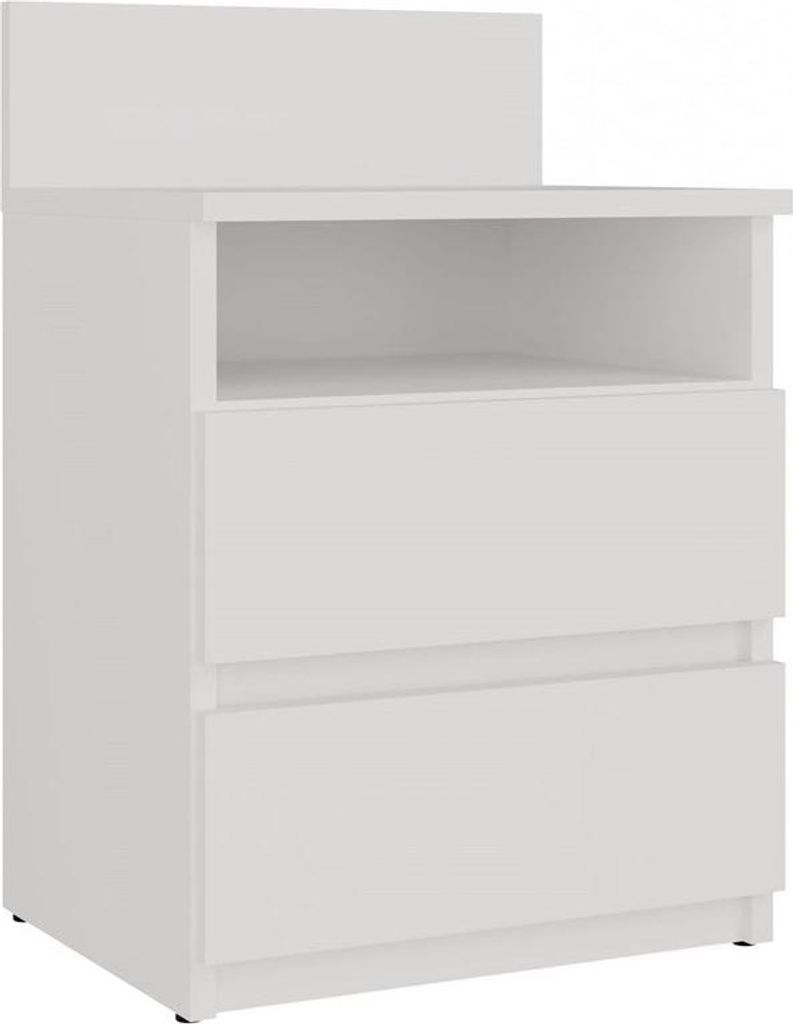 Moderner Nachttisch mit 2 Schubladen – MALWA M1 | Farbe: Mattweiß | Größe: 40x32x59 cm