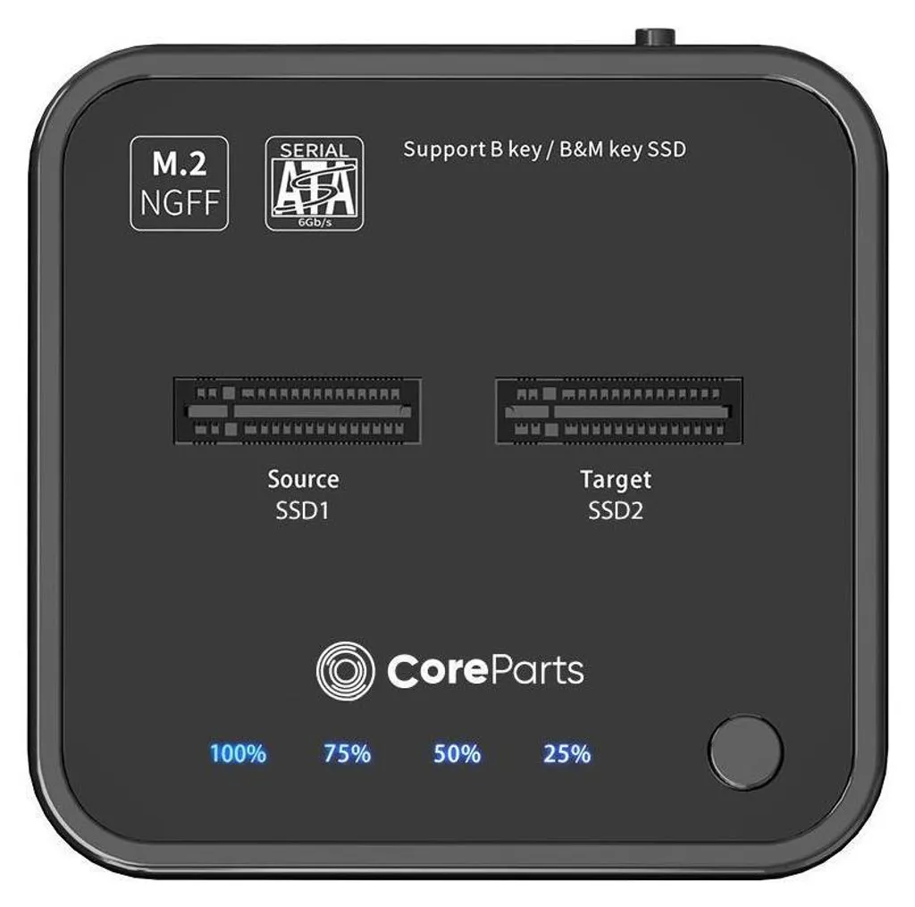 CoreParts MS-CLONER-SATA Station d'accueil USB 3.2 Gen 2 Type-C Noir