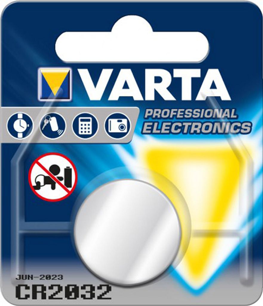 Varta → Batterie Lithium CR2032 → Knopfzelle 3V → Ersatzbatterie 34289