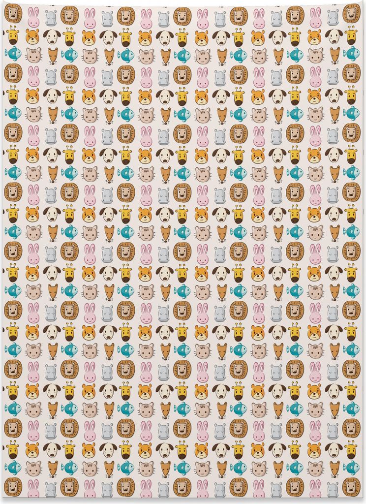 Abakuhaus Baby Wandteppich, Karikatur-Art-Tiere aus Weiches Mikrofaser Stoff Kein Verblassen Klare Farben Waschbar, 110 x 150 cm, Mehrfarbig