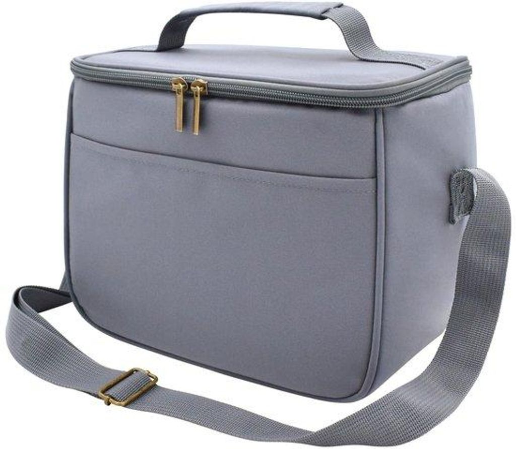 Isolierende Picknicktas mit Blumenmuster, groß, herstellbar, wasserdicht, verstellbarer Schultergurt, 7,5 Liter, Beige-Grau