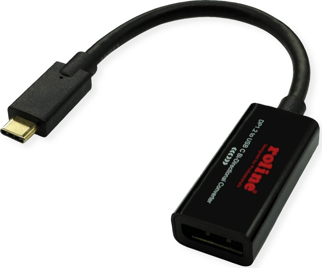 ROLINE USB Typ C - DisplayPort, v1.2, bidirektionaler Kabel-Adapter, ST/BU, 0,2 m