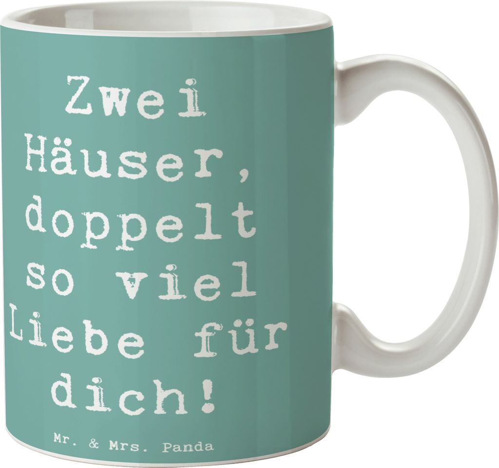 Mr. & Mrs. Panda Becher Spruch Trennung von den Eltern - Meeresbrise - Geschenk, Mutmacher, Vertrauem, Familienliebe, Mut, Zwei Häuser, schwierige...