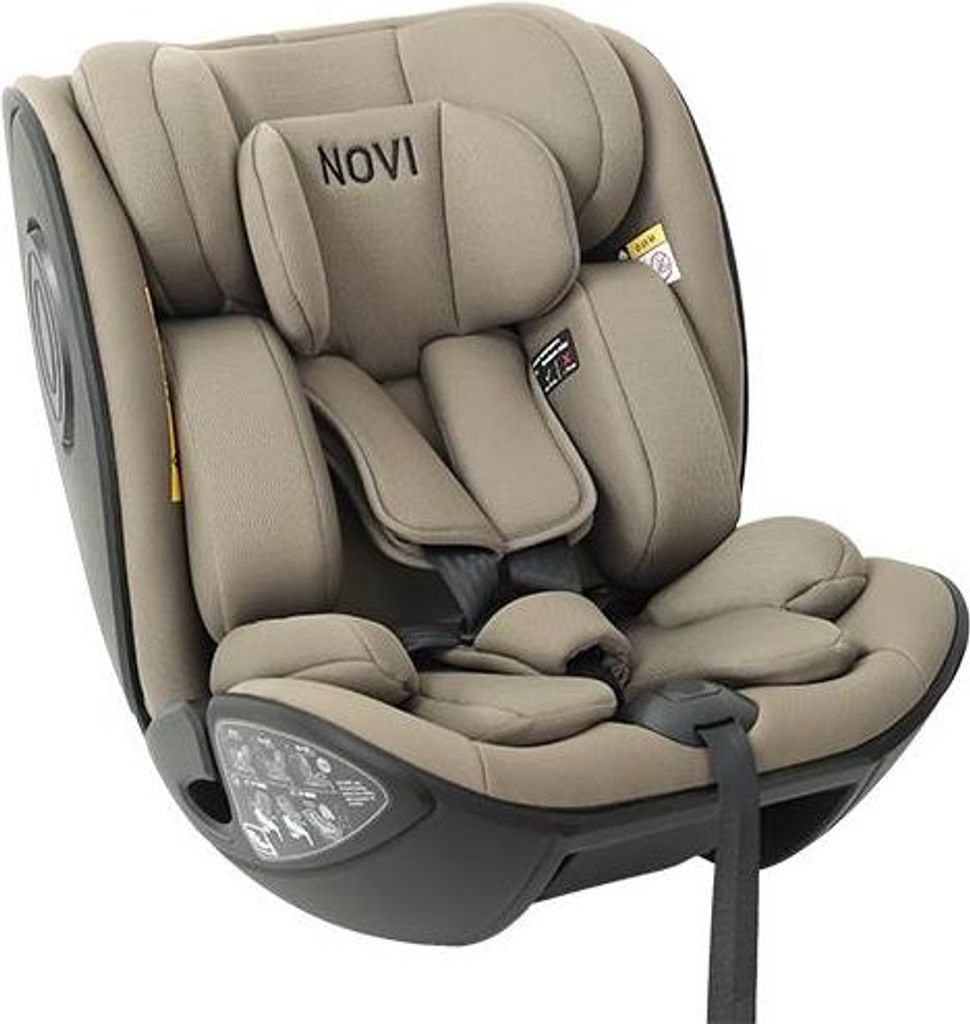Novi Joey i-Size Babyschale (R129) – 360° drehbar mit Isofix-Base – ab Geburt bis 105 cm – rückwärtsgericht - Taupe