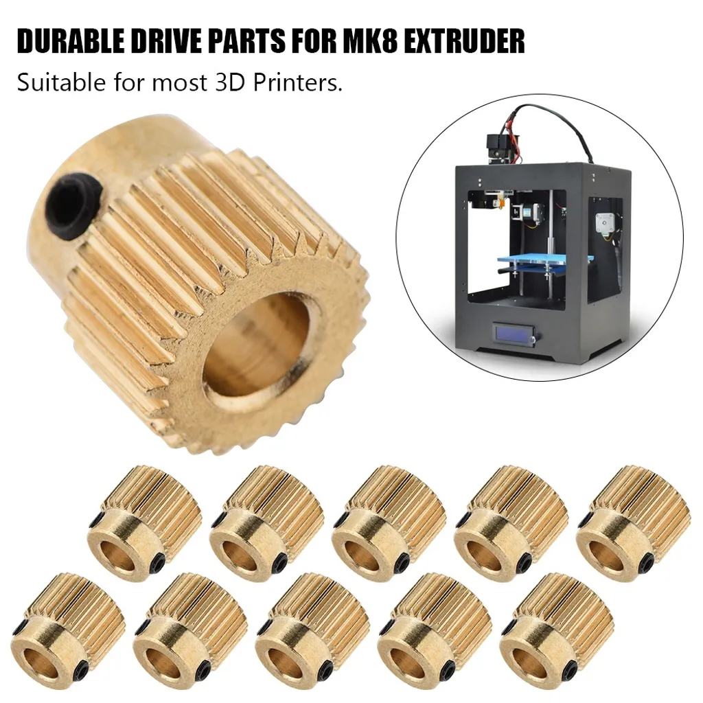 Poulie extrusion laiton haute précision 26 dents MK8 - 10 pièces