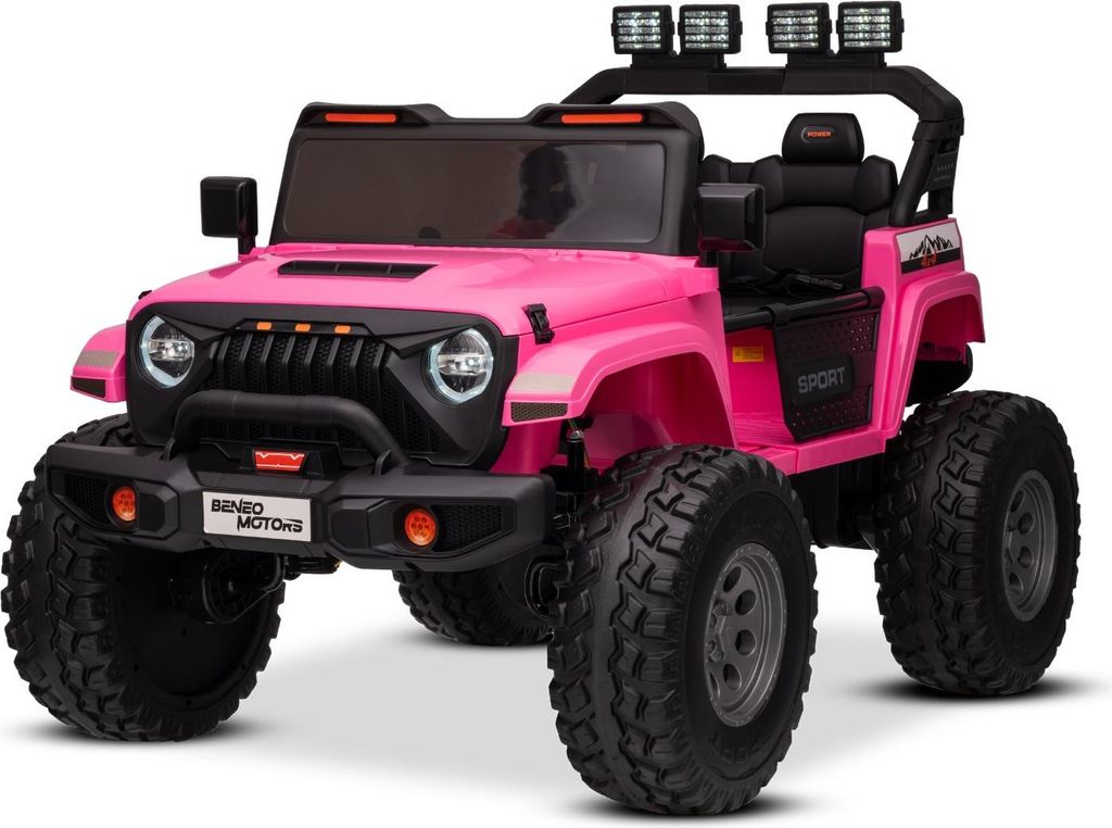 Elektrisches Kinderauto Beneo Motors OFFRIDE 4x4 Zweisitzer 24V, rosa, MP3-Player mit USB/AUX-Eingang, 4x4 Antrieb, Lithium-Akku, große EVA-Räder...
