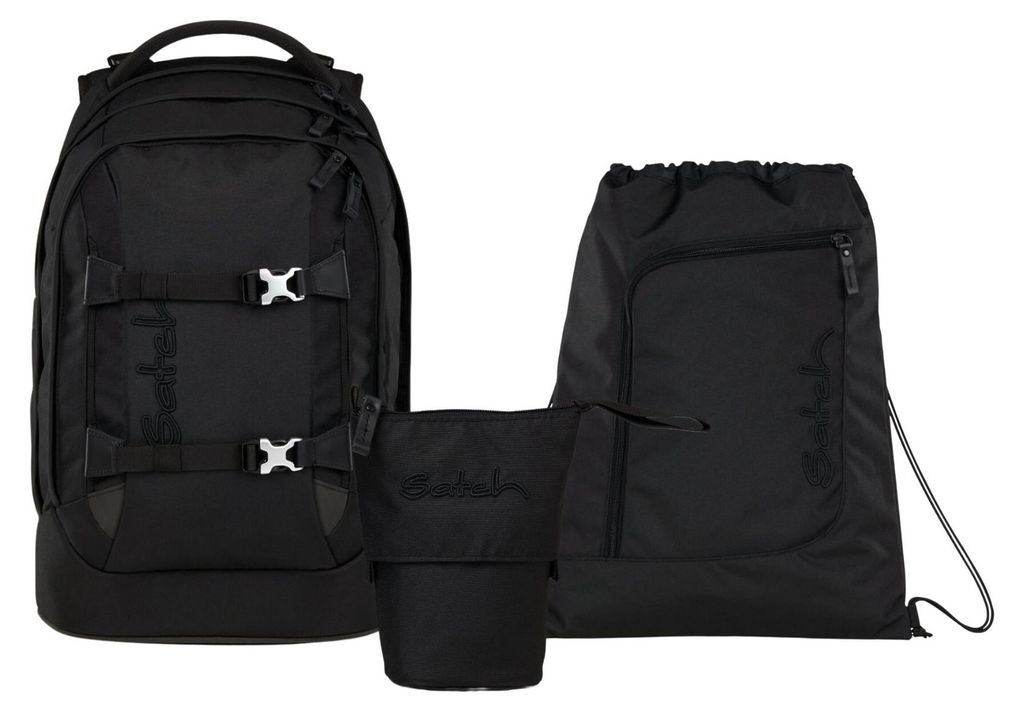 Satch, Schulrucksack-Set PACK Nordic Black 3-teilig, ab 5. Klasse