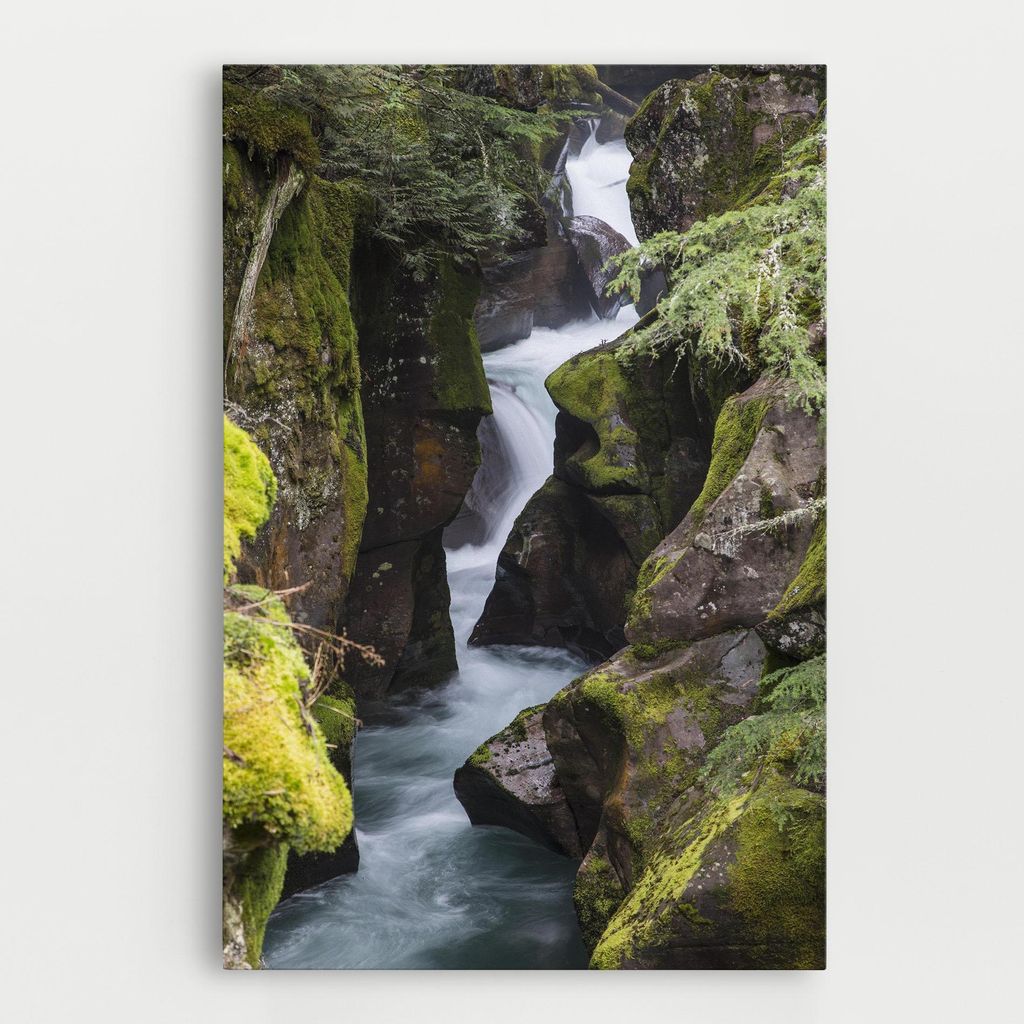 ARTHUB Leinwandbild 80x120 cm, Water Falling Forest | Wohnzimmerdekoration, Hängende Bilder, Wanddekoration, Heimdekoration, Landschaften, Wasse...